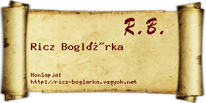 Ricz Boglárka névjegykártya