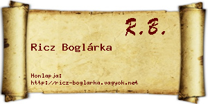 Ricz Boglárka névjegykártya